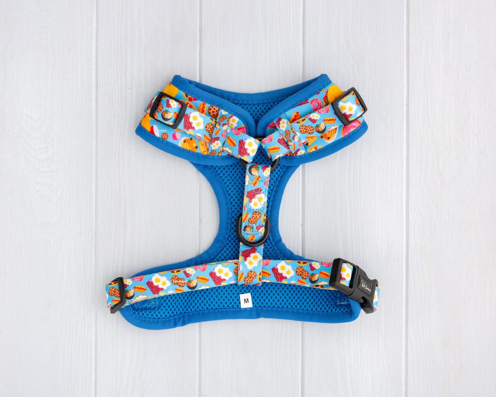 Chonky food print dog and cat adjustable harness back