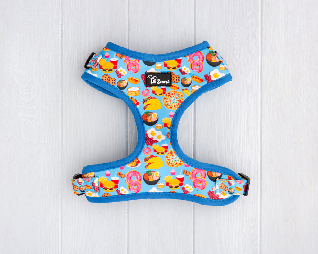 Chonky food print dog and cat adjustable harness front