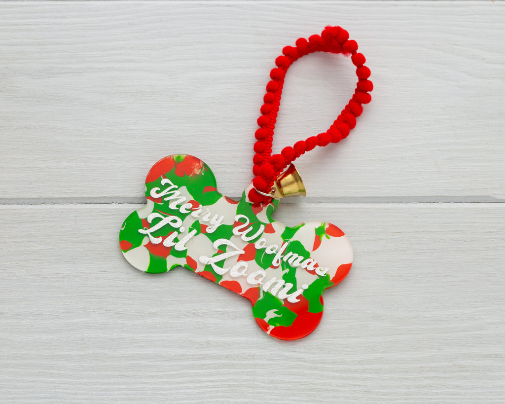 Lil Zoomi Christmas Pet Ornament Bone with Name