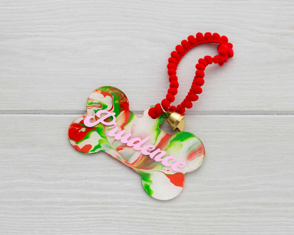Lil Zoomi Christmas Pet Ornament Bone with Name