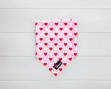 Lots of Love Red and Pink Love heart print dog and cat bandanna 
