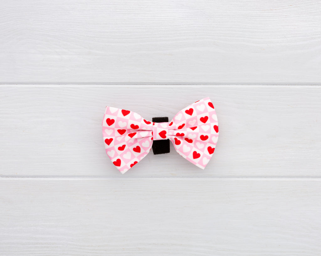 Lots of Love Red and Pink Love heart print dog and cat bow-tie