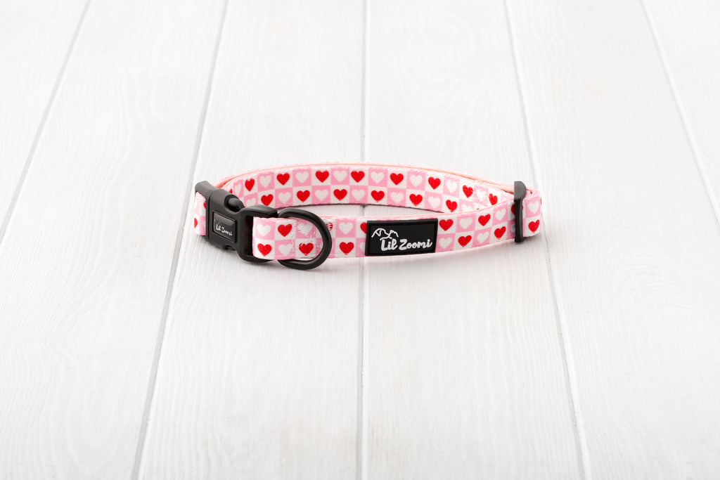Lots of Love Red and Pink Love heart print dog and cat collar