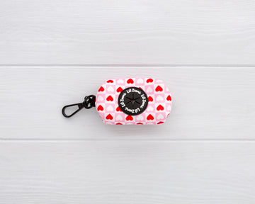 Lots of Love Red and Pink Love heart print dog poop bag holder