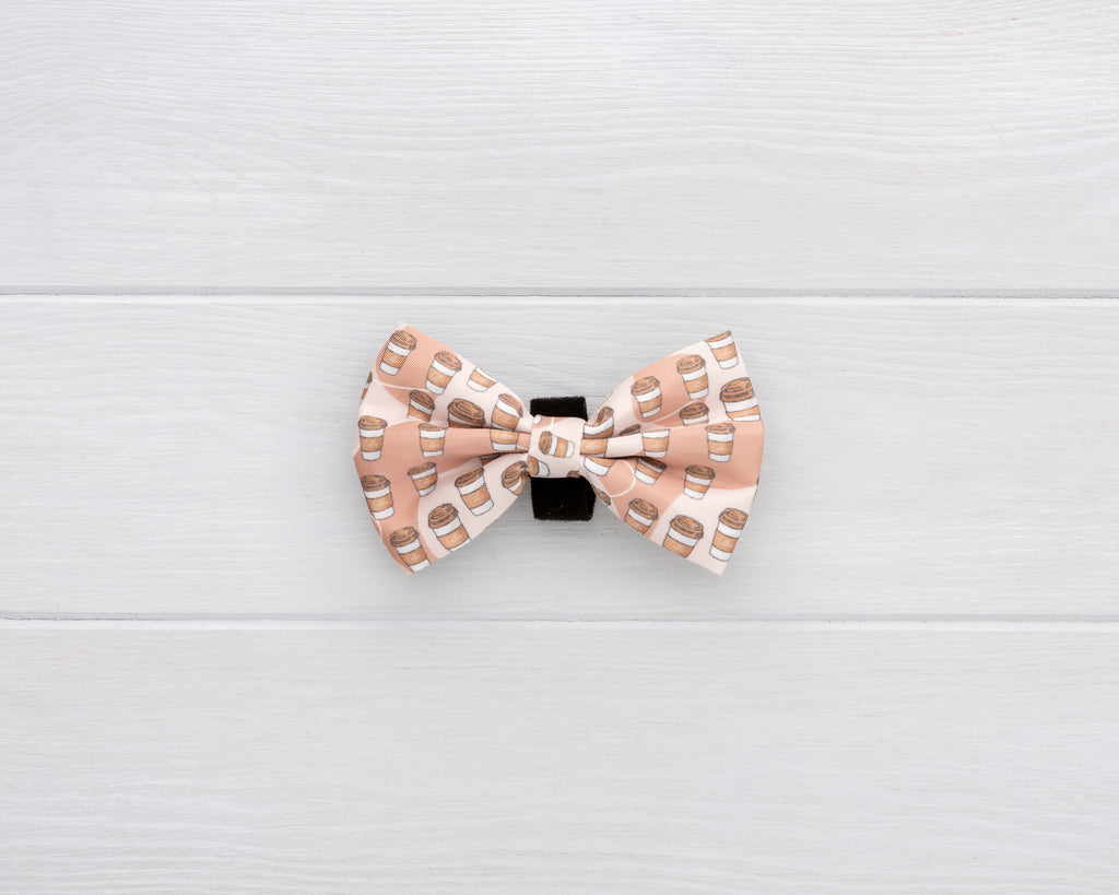 Pawfee coffee latte print dog and cat bow-tie