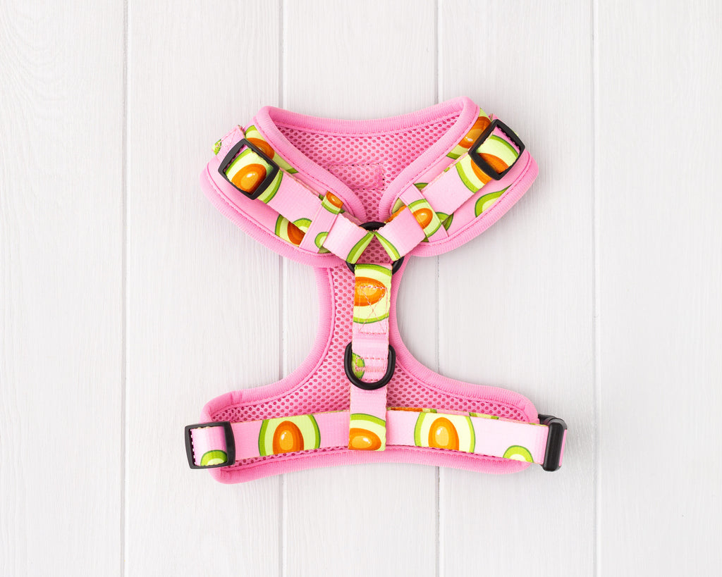Avocado pink dog and cat adjustable harness back