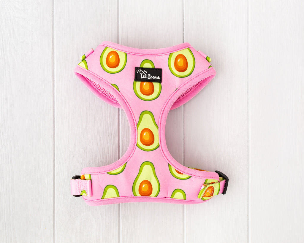 Avocado pink dog and cat adjustable harness front