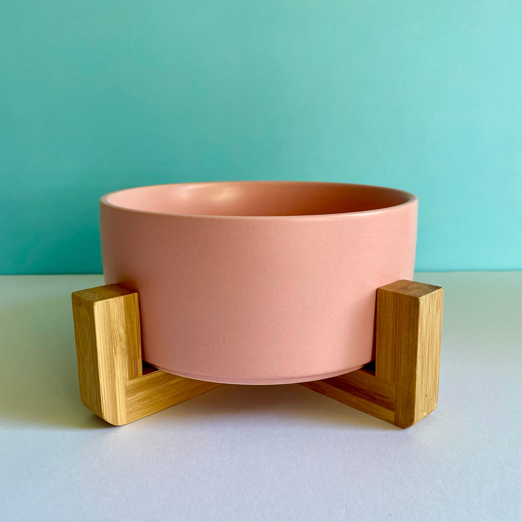 Dog and cat travel food and water bowl pink