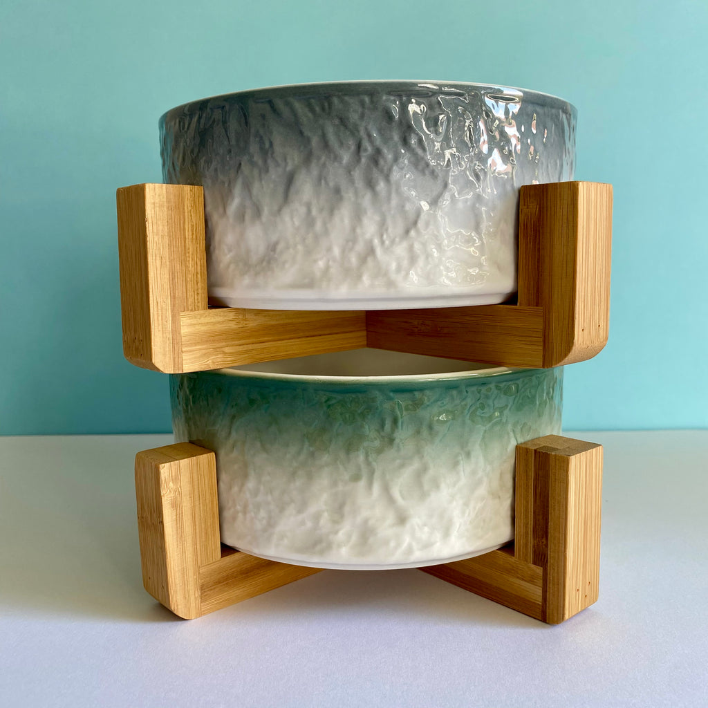 Dog and cat travel food and water bowls marbled mixed colours