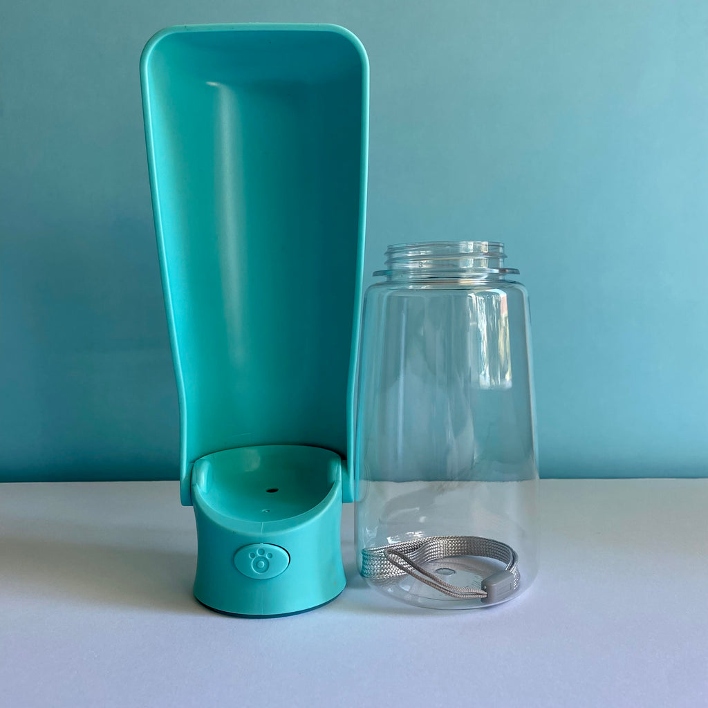 Dog and cat travel water bottle teal blue
