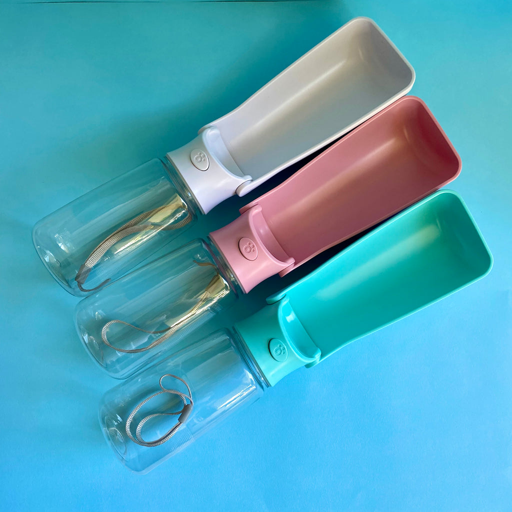 Dog and cat travel water bottles mixed colours