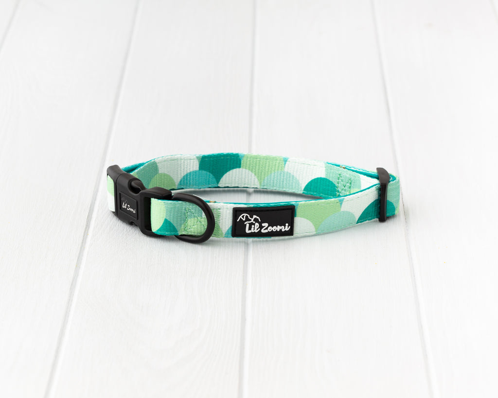 Green scale mermaid print dog and cat collar