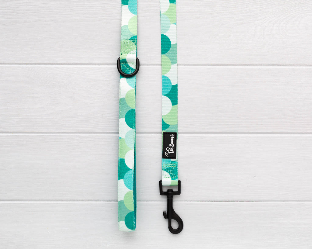 Green scale mermaid print dog and cat lead