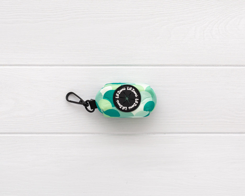Green scale mermaid print dog poop bag holder