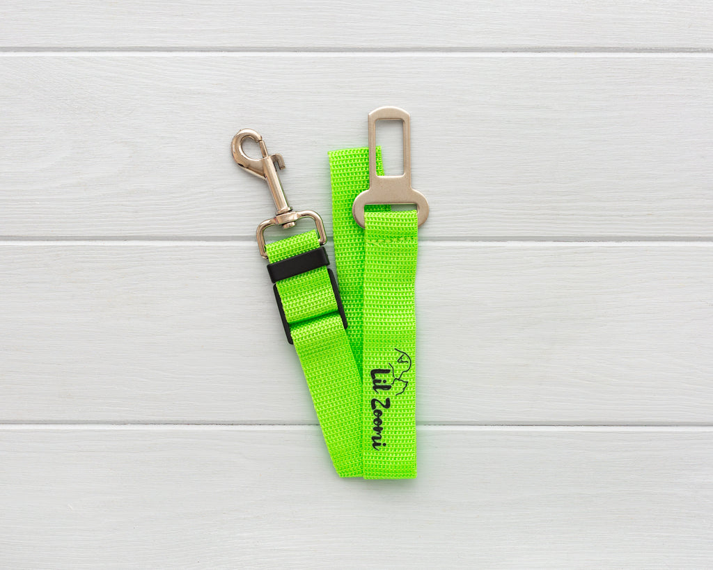 Lil Zoomi car travel seatbelt neon green