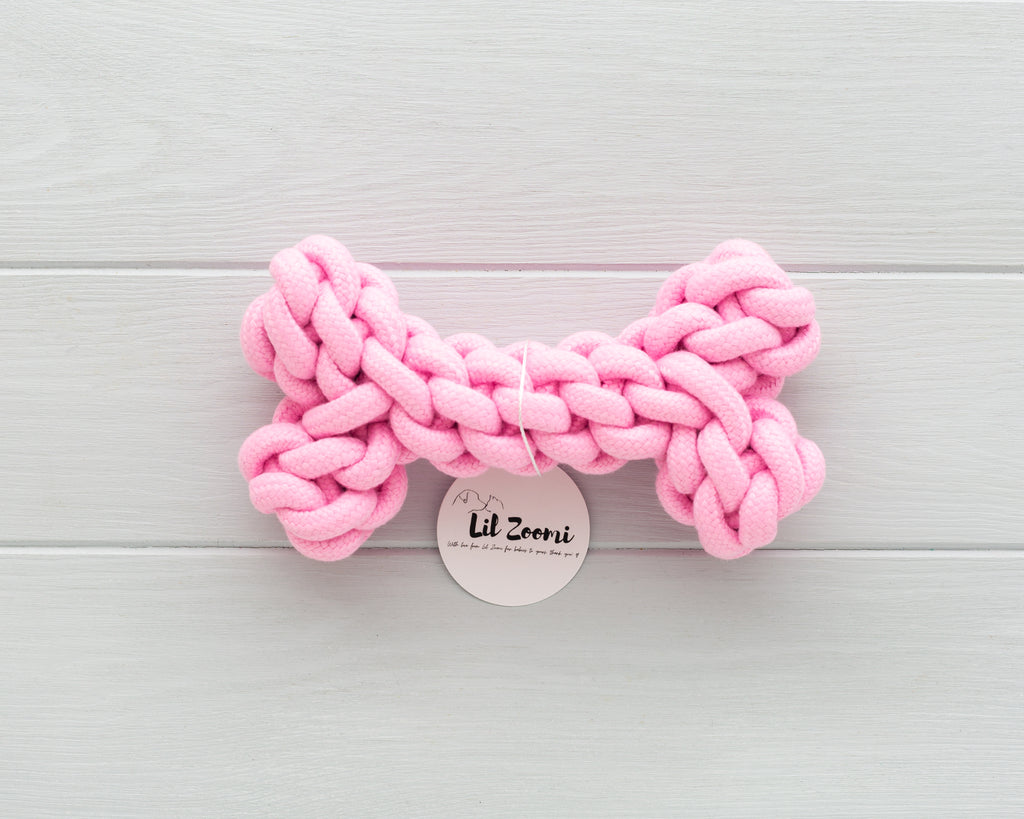 Lil Zoomi dog and cat durable rope bone toy all pink