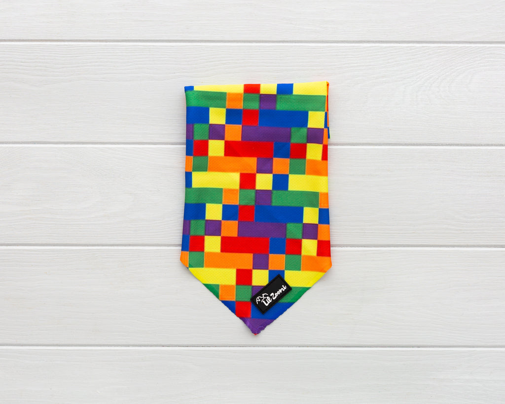 Multi coloured Tetris proud and pawsome theme dog and cat bandanna 