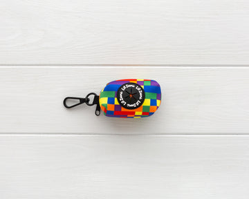 Multi coloured Tetris proud and pawsome theme dog poop bag holder