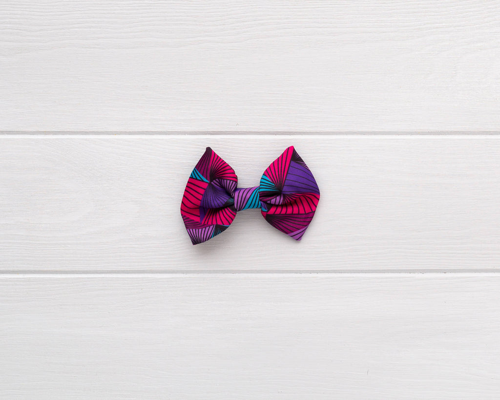 Purple Aztec dog and cat bow-tie