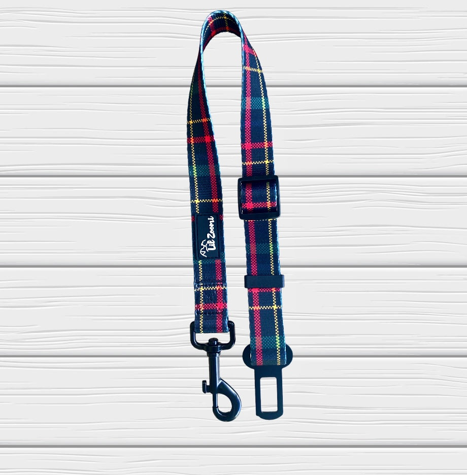Tartan green and red dog and cat car travel seatbelt