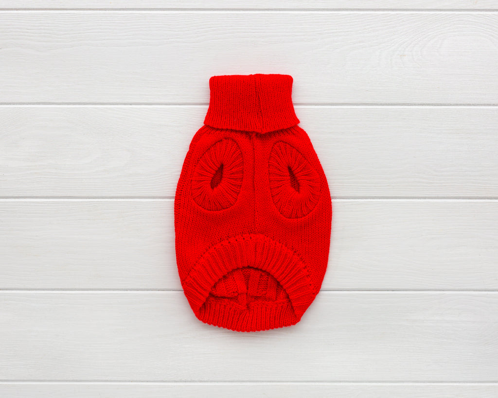 cat and dog red cable knit sweater