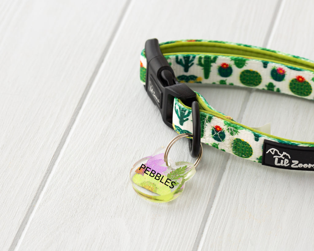 dried flower theme resin dog and cat name tags with collar