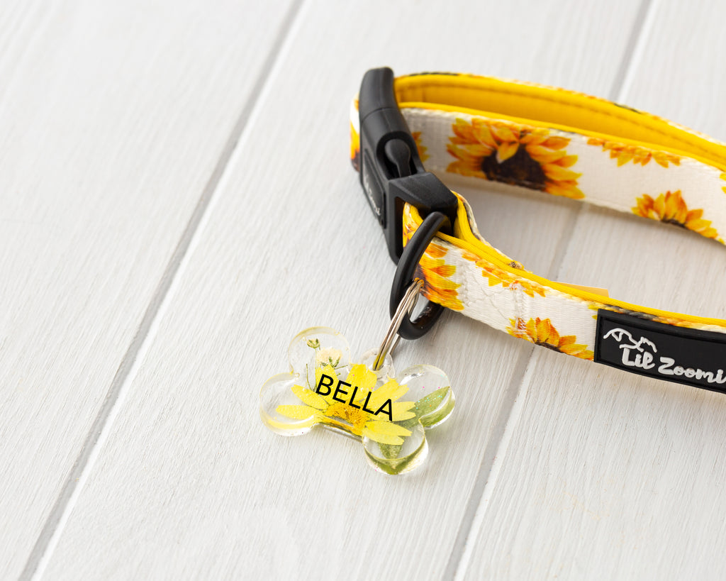 dried flower theme resin dog and cat name tags with collar