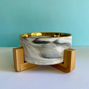 Marble Ceramic Pet Bowl with Stand
